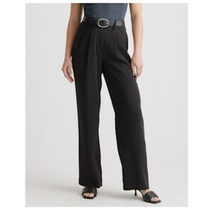 Quince Stretch Crepe Pleated Wide Leg Pant/10 / Black